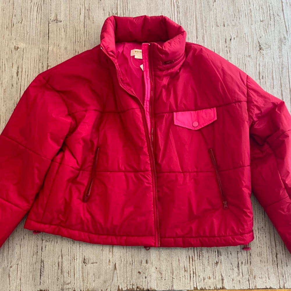 Anthropologie Maeve cropped puffer with hidden zip hood - new!